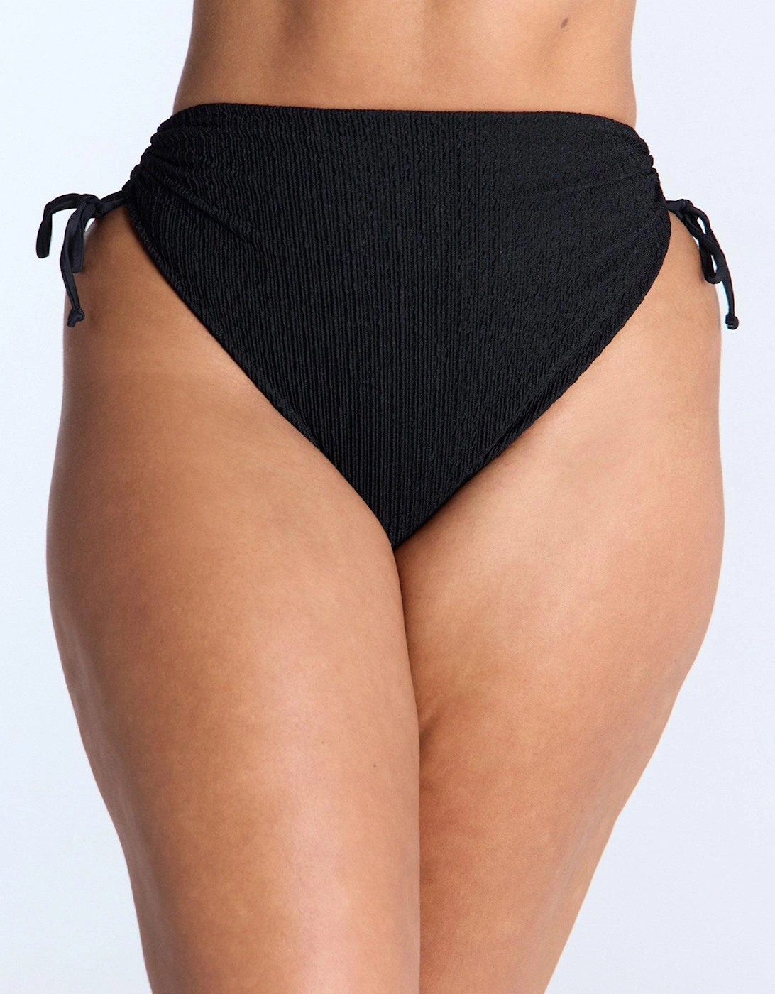 Amalfi Texture Ruched High Waist Bikini Briefs - Black, 2 of 1