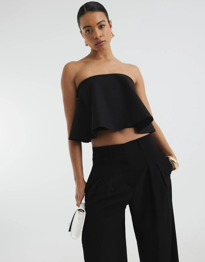 Draped Bandeau Top - Black