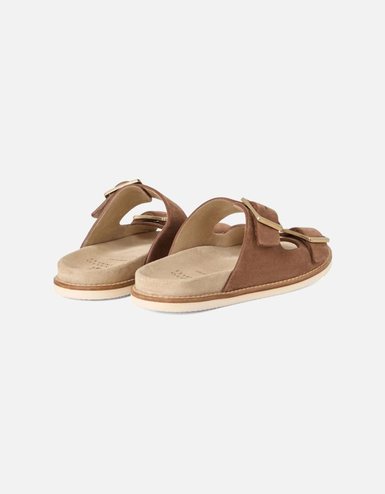 Suede Double Strap Sandals Brown