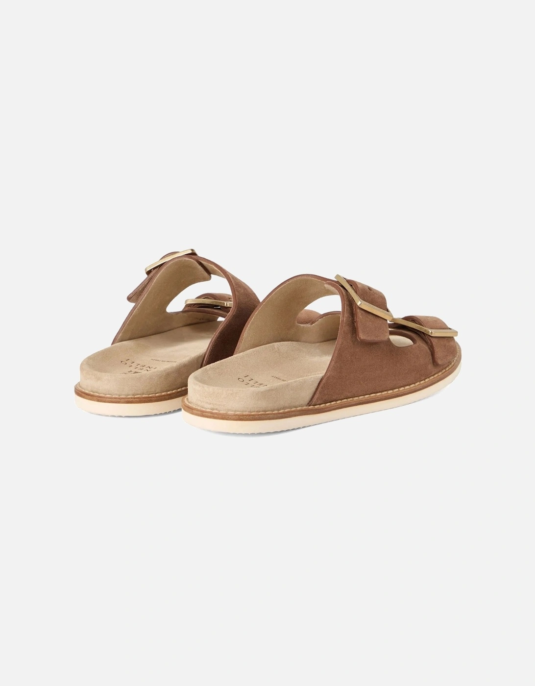 Suede Double Strap Sandals Brown