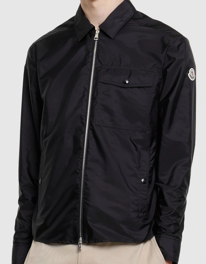 Patch Pocket Zip Overshirt Black