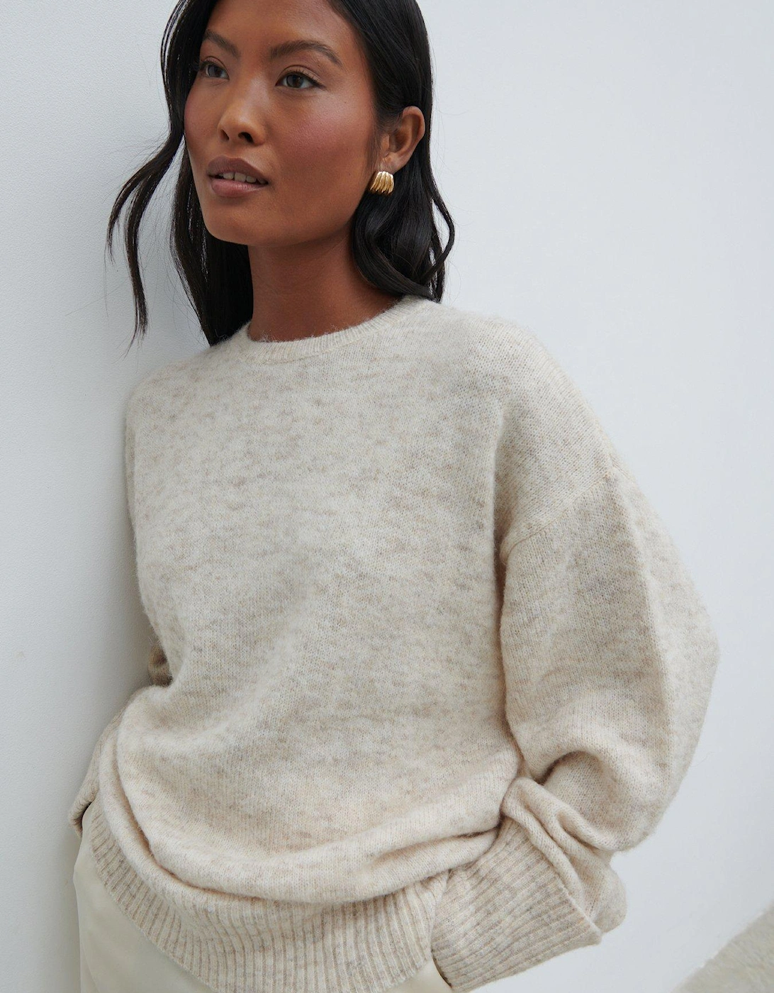 Nina Knitted Jumper - Beige Marl, 2 of 1