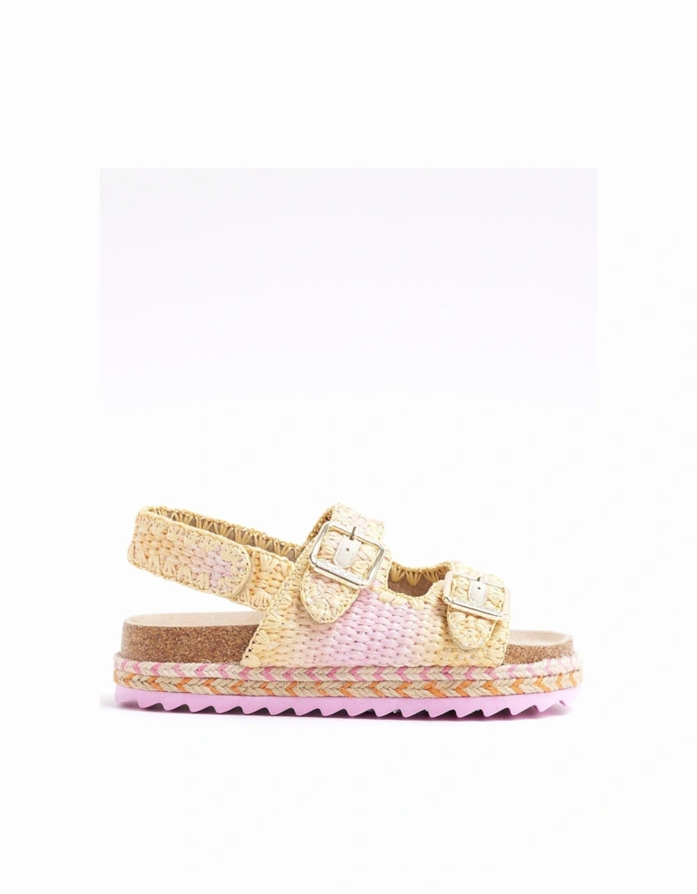 Girls Ombre Raffia Sandals - Pink