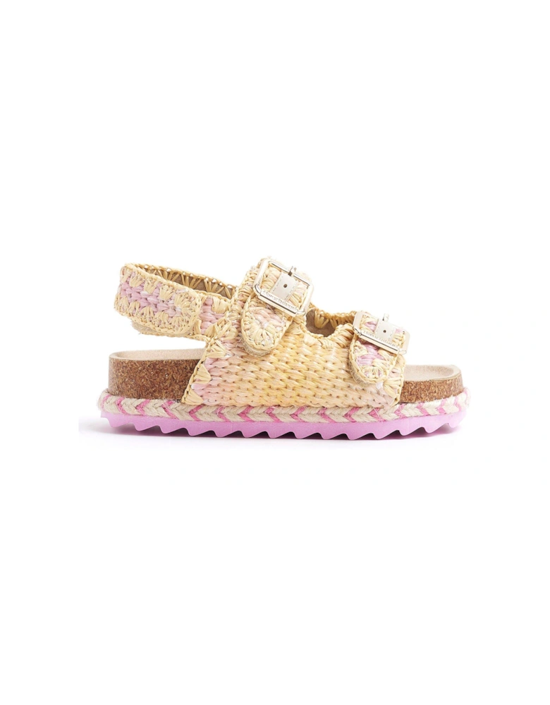 Girls Ombre Raffia Sandals - Pink