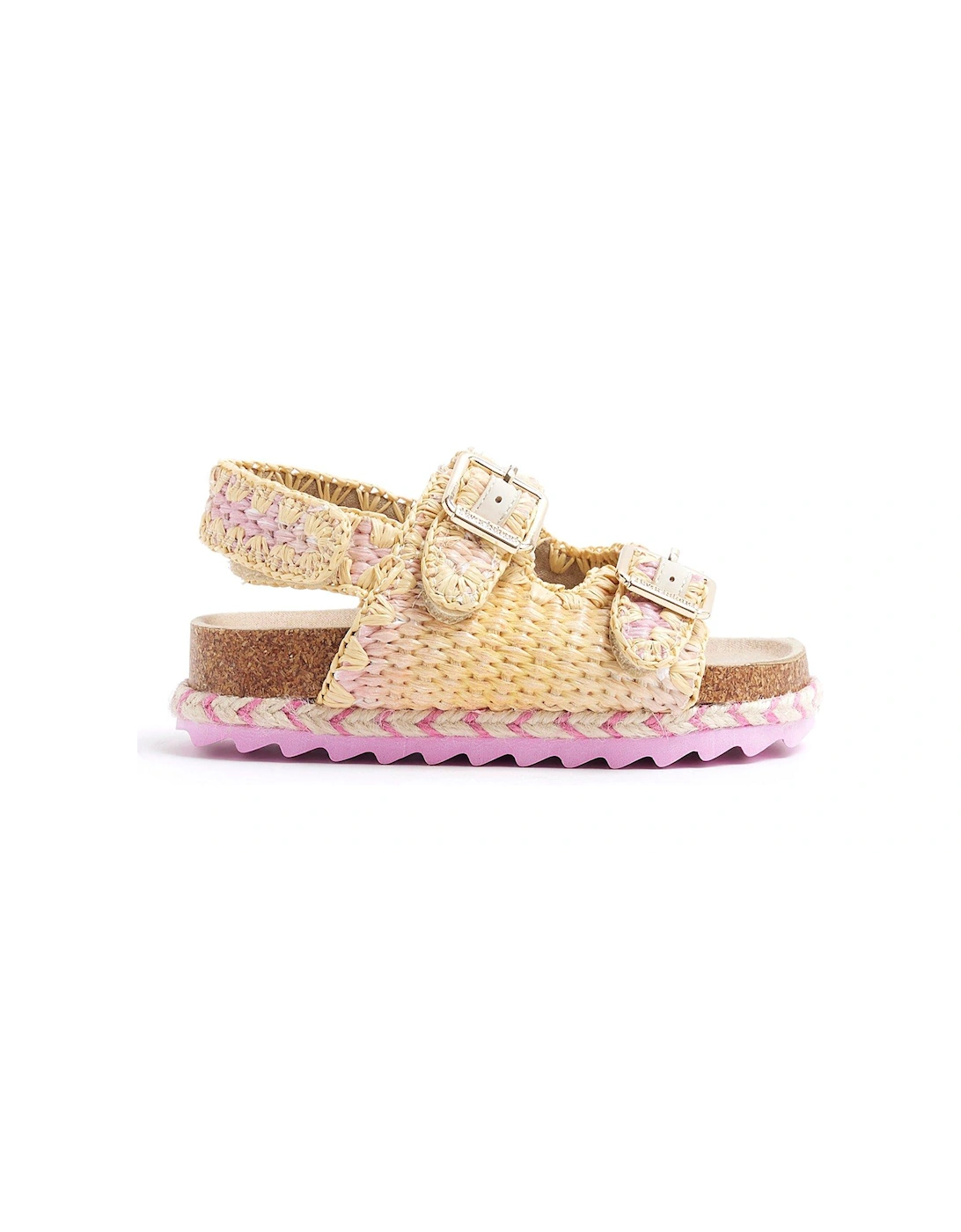 Girls Ombre Raffia Sandals - Pink, 2 of 1