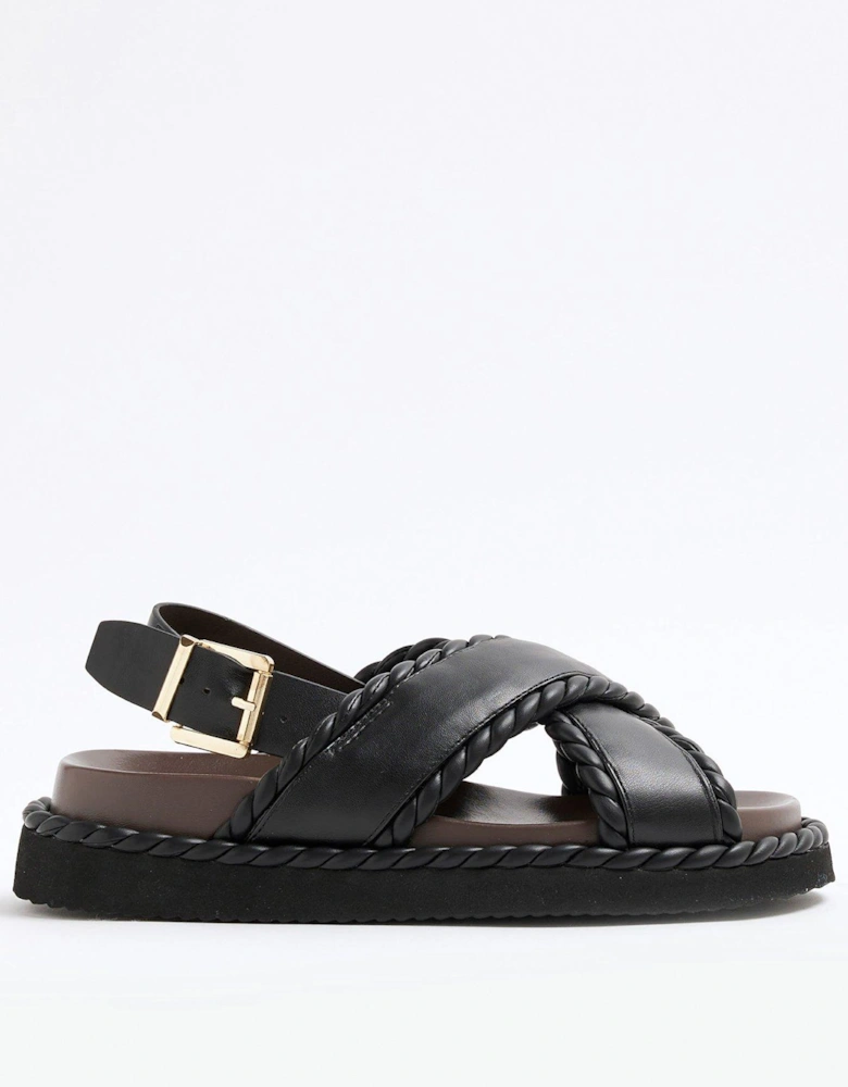 Cross Footbed Sandal - Black