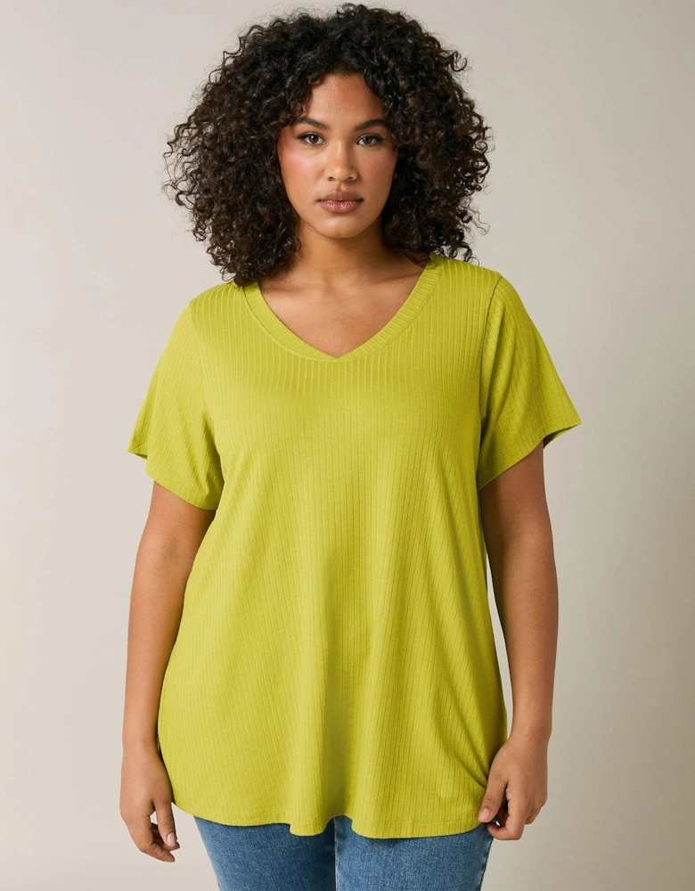 Short Sleeve Ribbed T-Shirt - Green