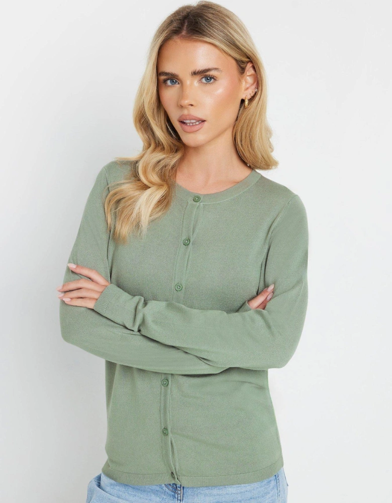 Knitted Button Down Cardigan - Green