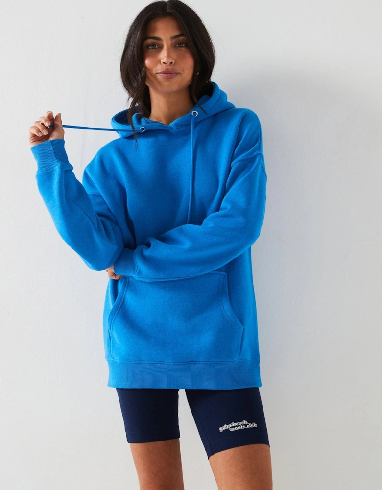 Oversized Cotton Hoodie - Blue