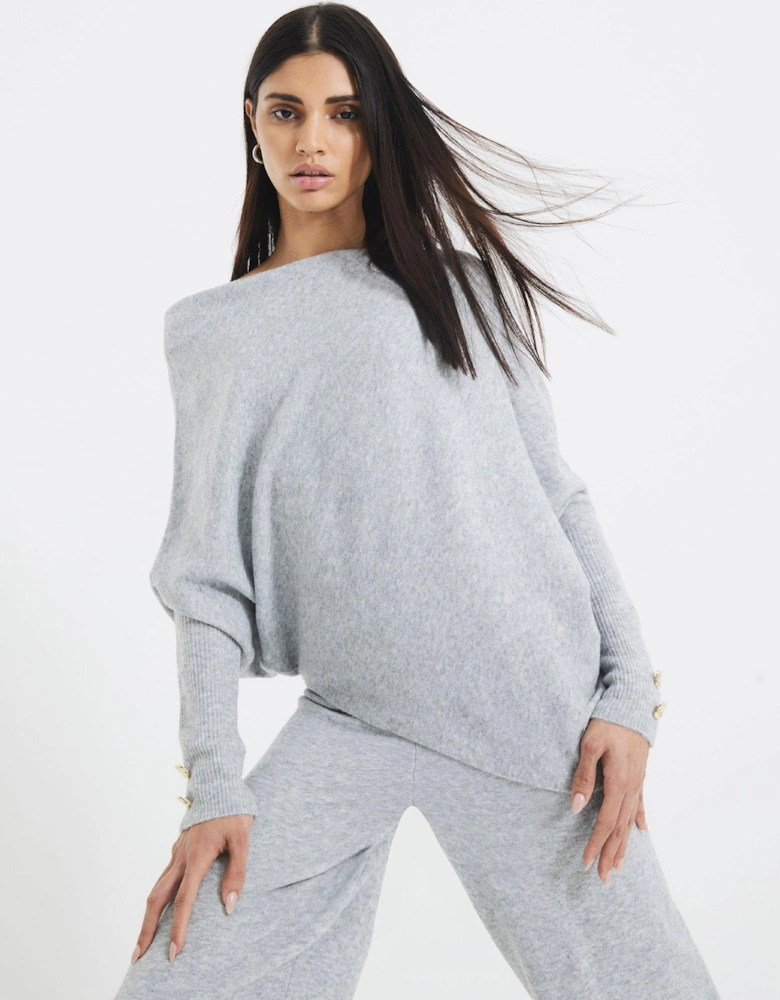 Off The Shoulder Jumper - Grey