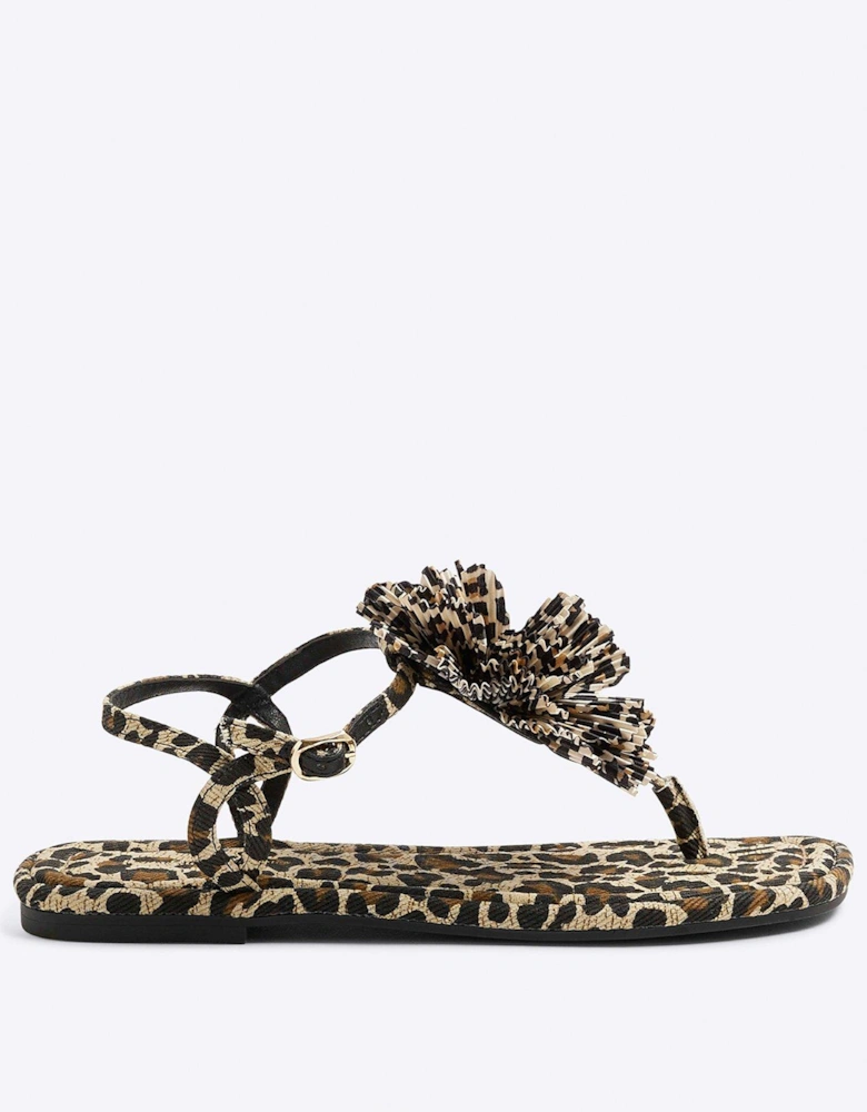 Flower Detail Sandal - Brown