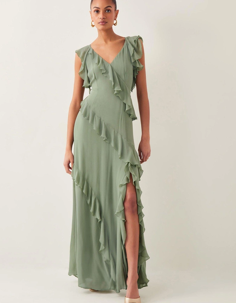 Romy Ruffle Dress - Sage - Green