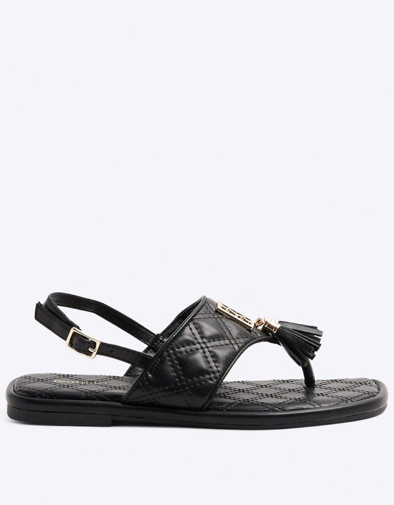 Toe Thong Tassel Sandal - Black