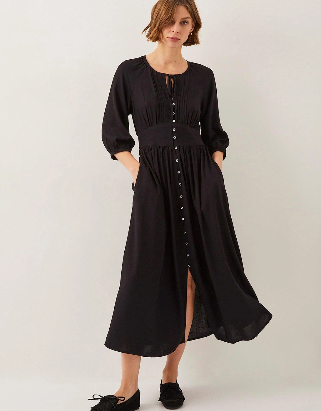 Polly Linen Dress - Black, 2 of 1