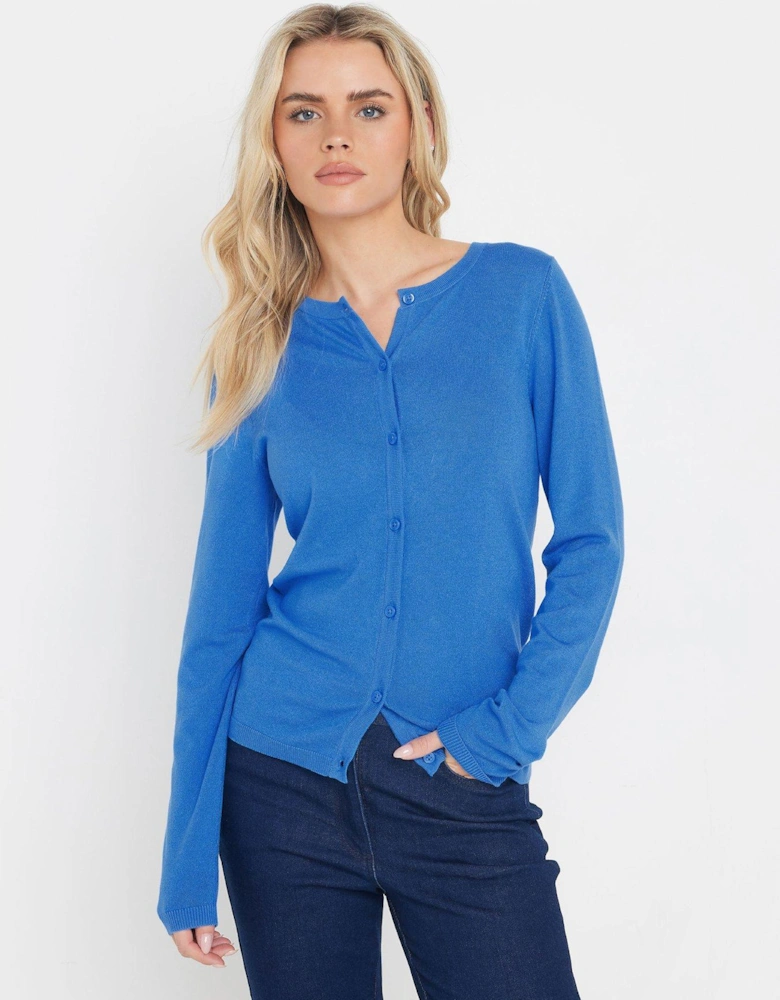 Knitted Button Down Cardigan - Blue