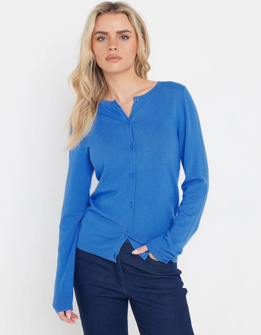 Knitted Button Down Cardigan - Blue, 2 of 1