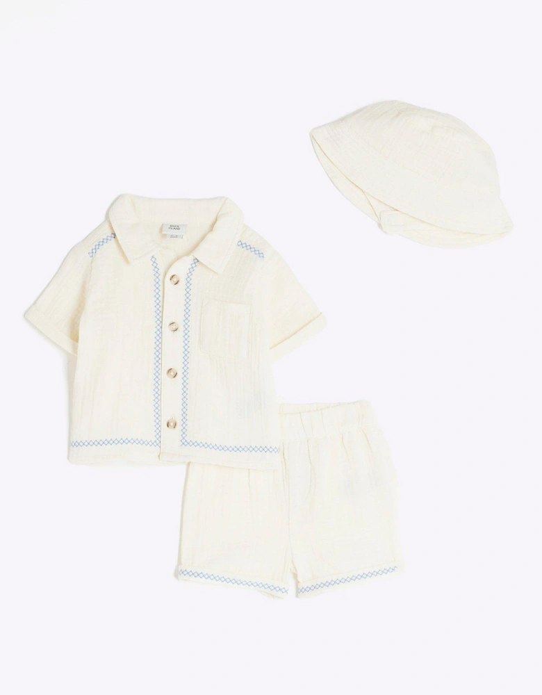 Baby Boys Cheesecloth Shirt Set - Cream