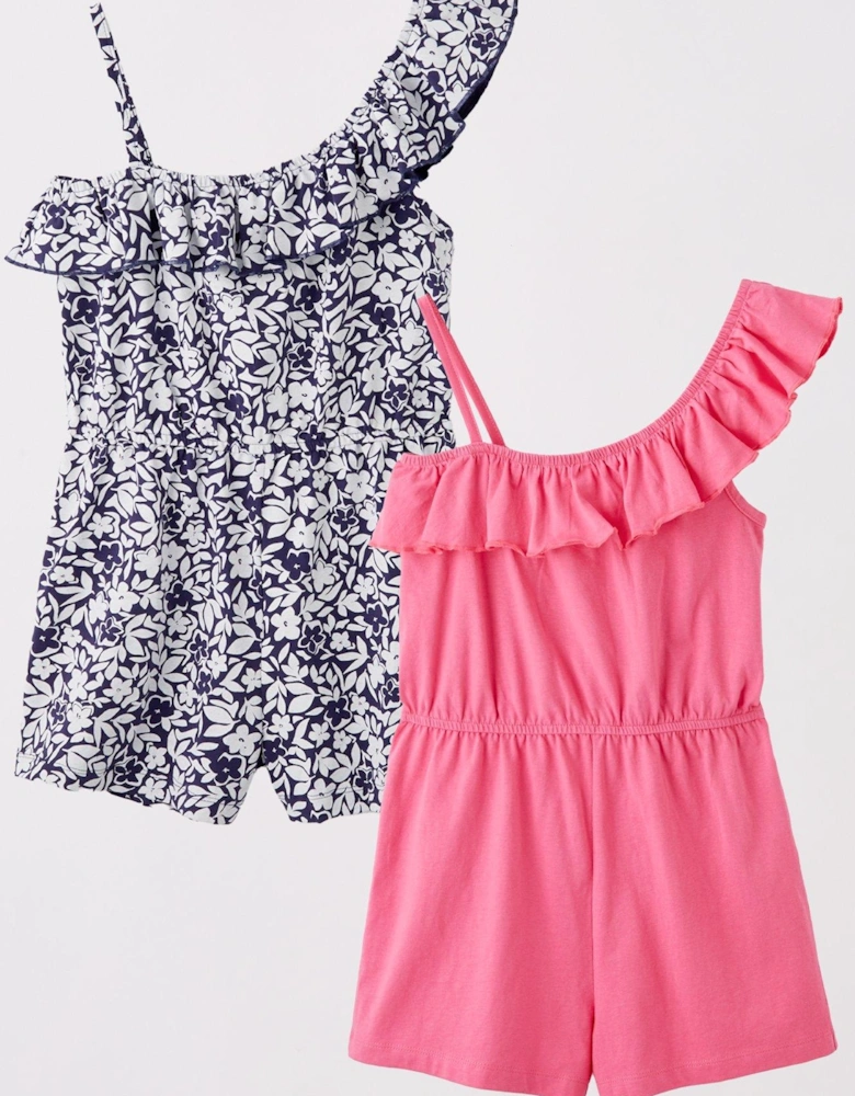 Girls 2 Pack Playsuits - Multi