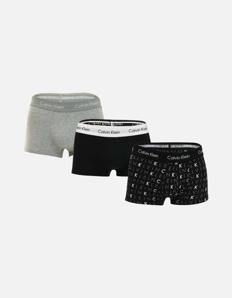 Mens 3 Pack Low Rise Cotton Stretch Trunks