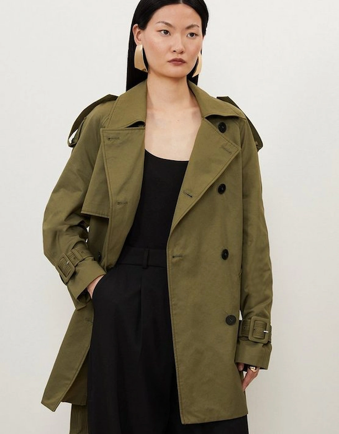 Belted Short Trench Coat