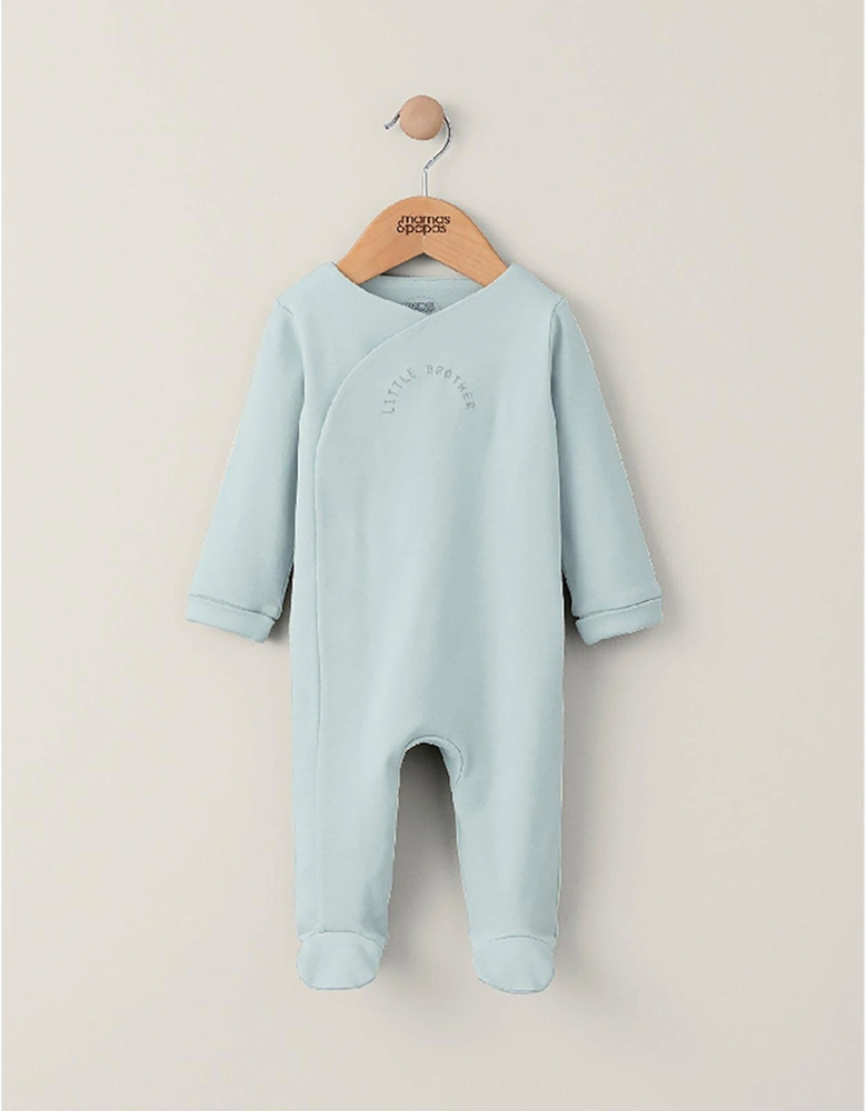 Baby Boys Little Brother Sleepsuit - Blue