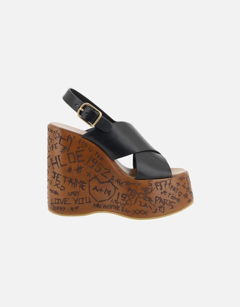 Wide Woven Band Wedge Sandals Women - Black
