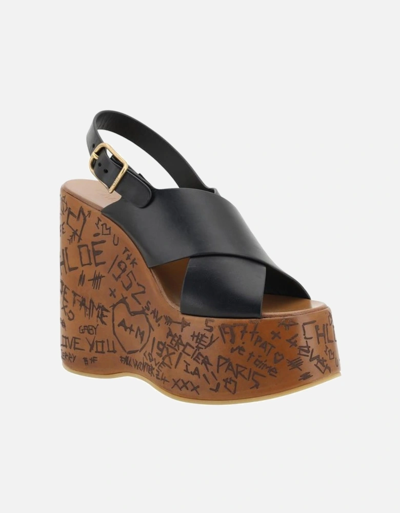 Wide Woven Band Wedge Sandals Women - Black