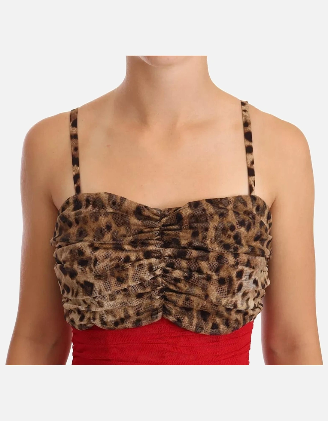 Leopard Print Corset Midi Sheath Dress Women - Red Dresses