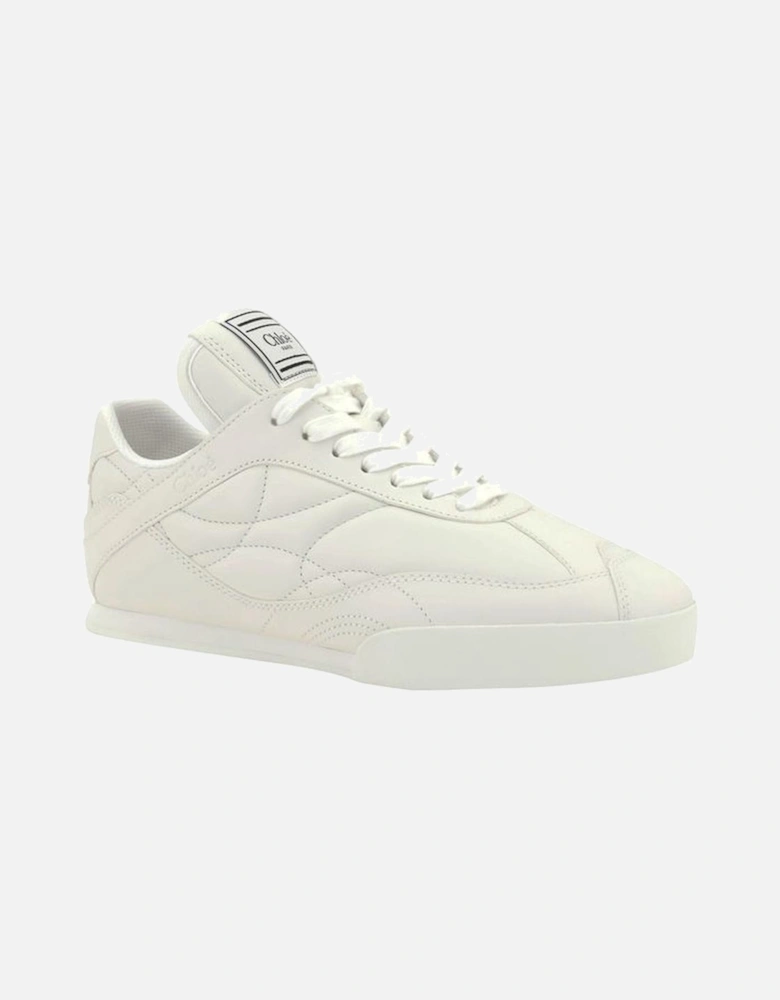 Leather Kick Lace-Up Sneakers with Logo Patch Women - White