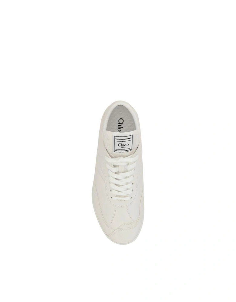 Leather Kick Lace-Up Sneakers with Logo Patch Women - White