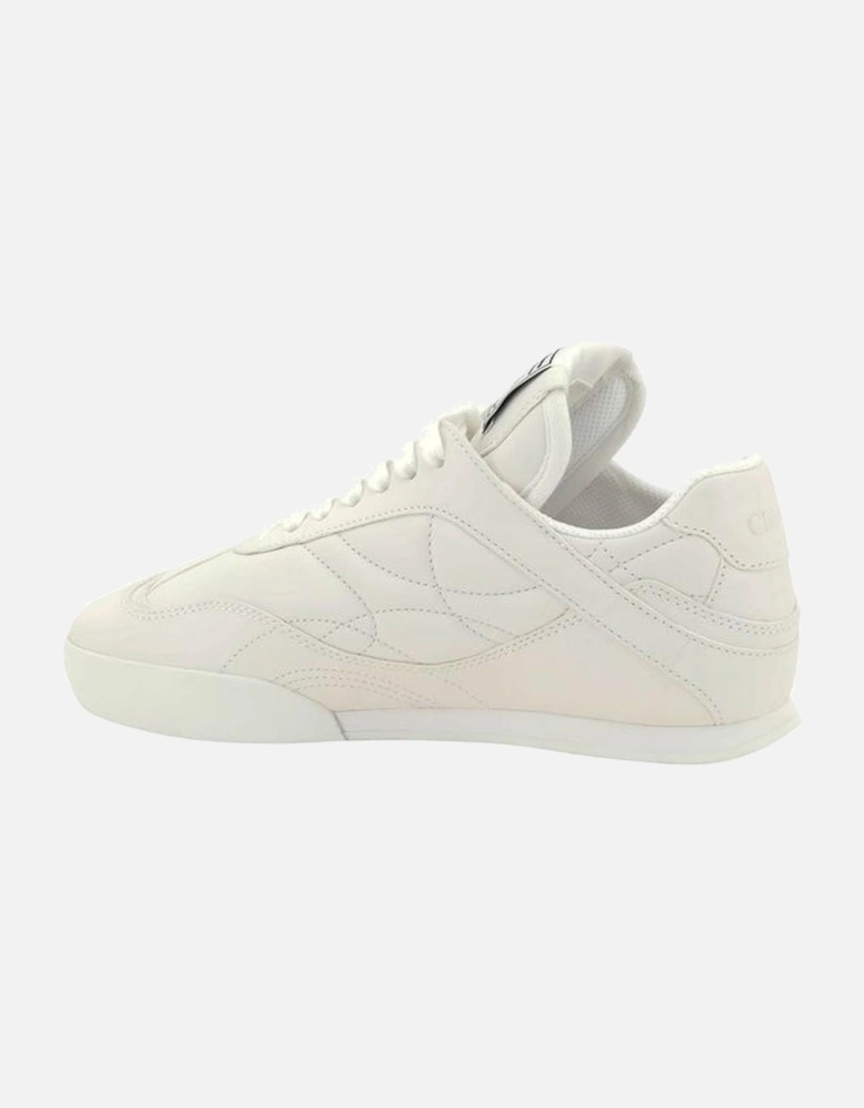 Leather Kick Lace-Up Sneakers with Logo Patch Women - White