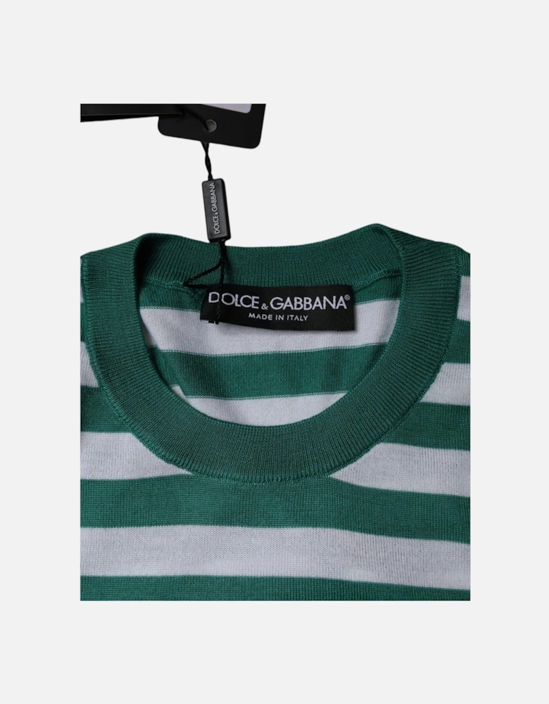 Striped T-shirt with Leaf Embroidery Women - White