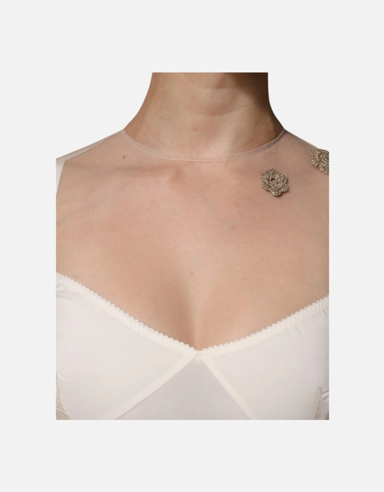 Sheer Tulle Midi Bustier Dress Women - White Dresses