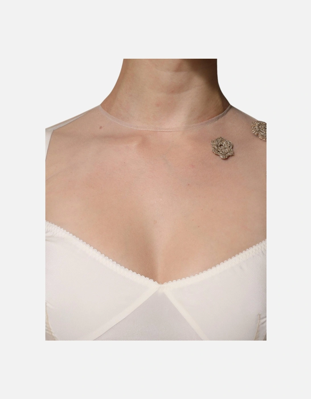 Sheer Tulle Midi Bustier Dress Women - White Dresses