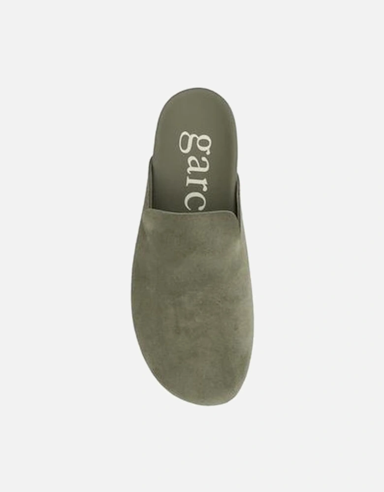 Suede Braidy Mules with Round Toe Women - Green Sandals