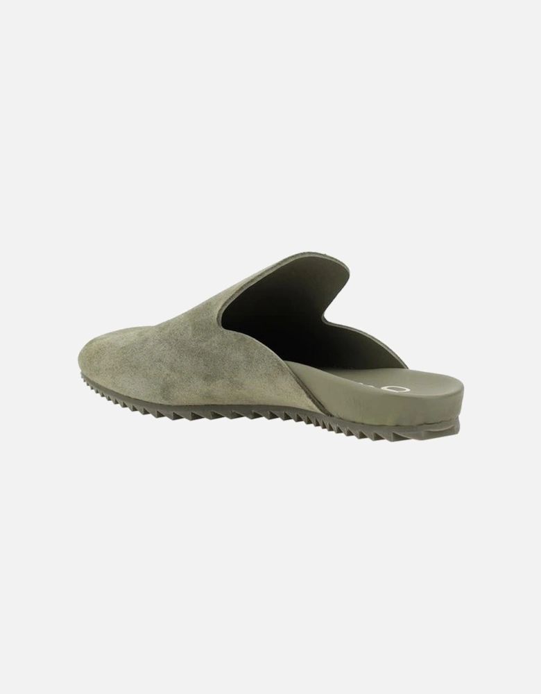 Suede Braidy Mules with Round Toe Women - Green Sandals