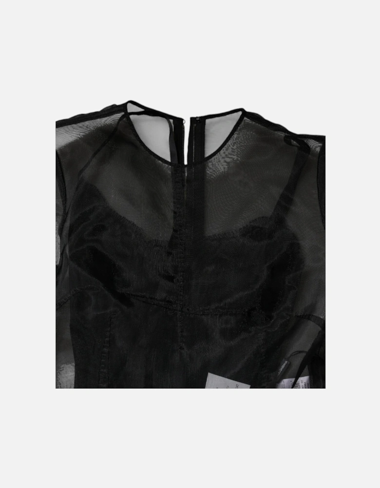 Sheer Tulle Midi Dress with Back Zipper Women - Black Dresses