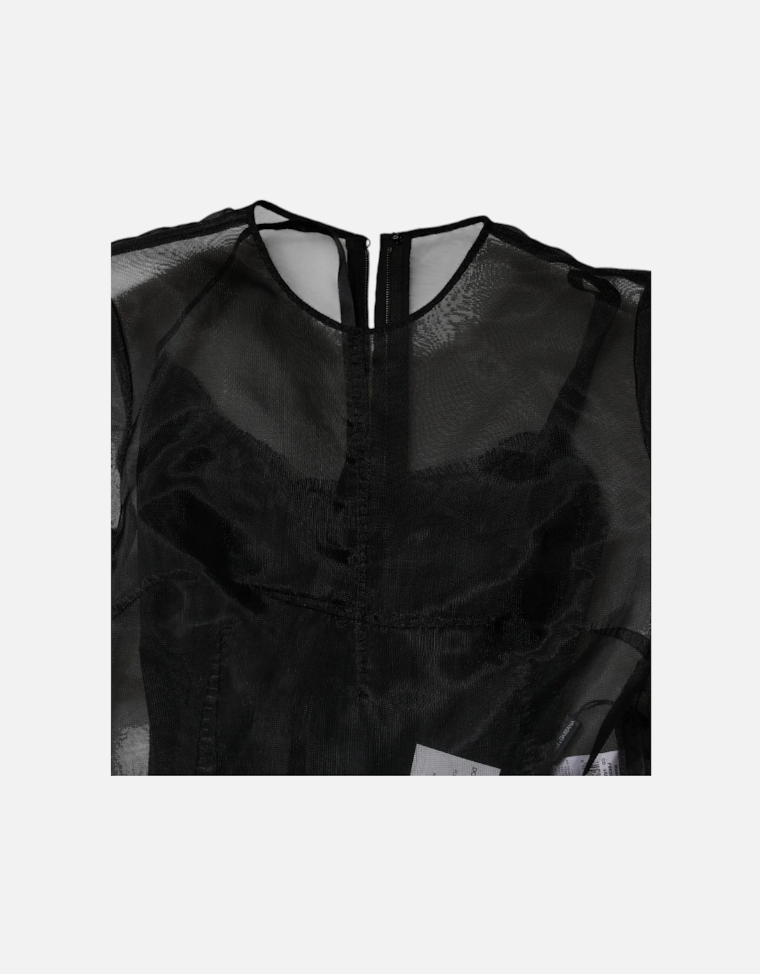 Sheer Tulle Midi Dress with Back Zipper Women - Black Dresses