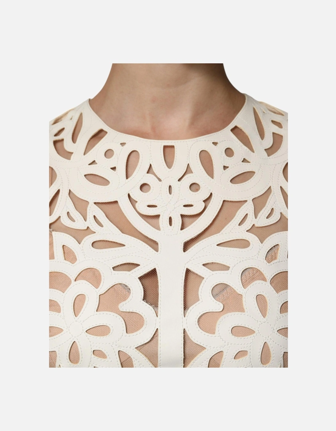 Cut Out Leather Sleeveless Midi Dress Women - White Dresses