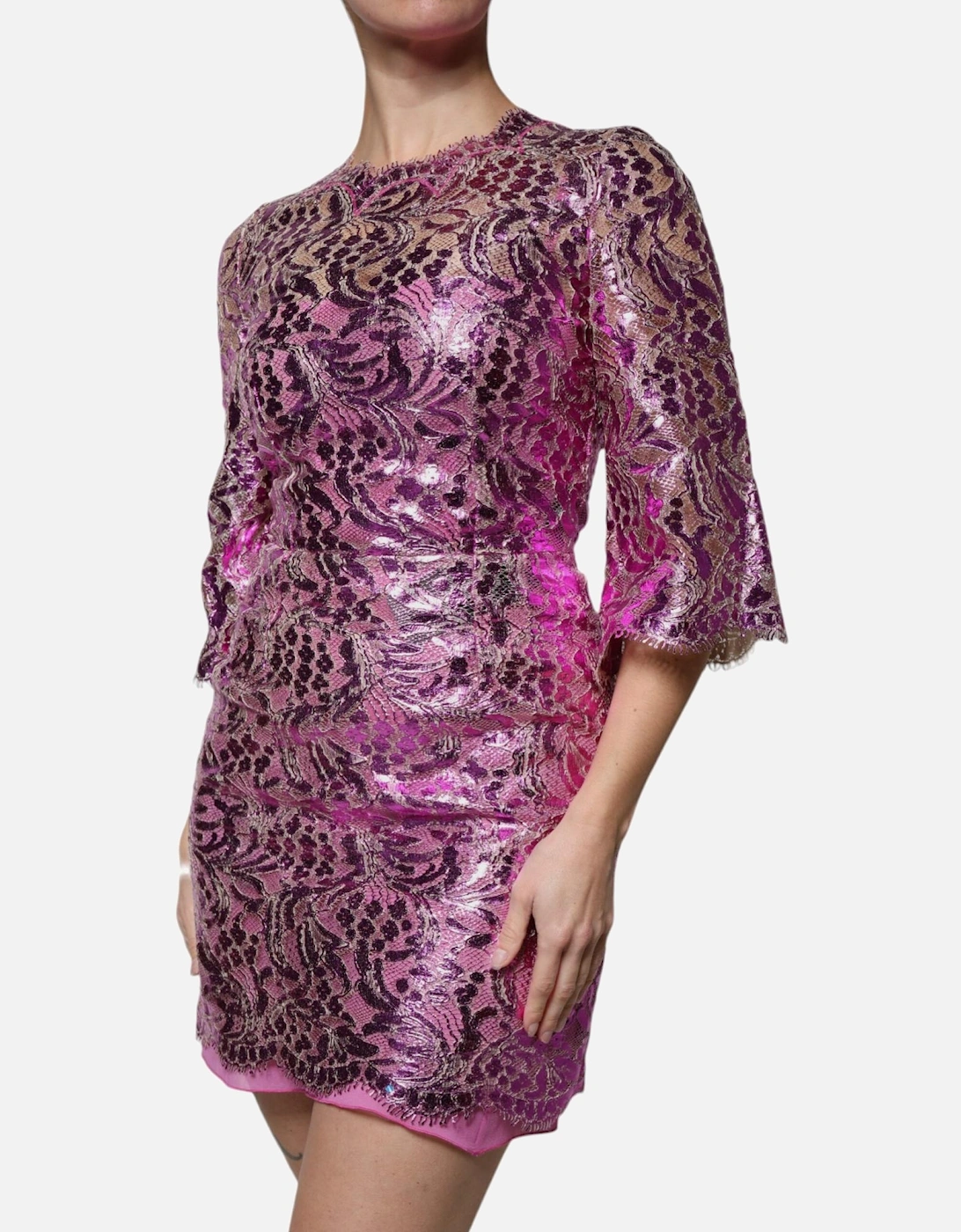 Floral Print Cotton Sheath Mini Dress Women - Fuchsia Dresses