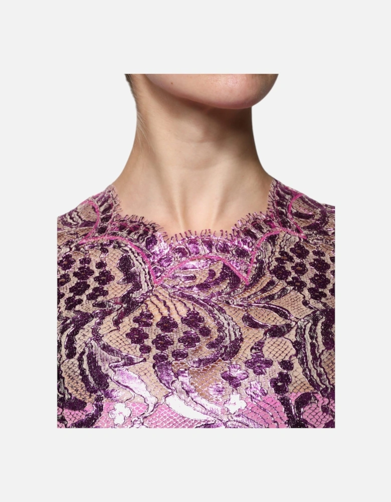 Floral Print Cotton Sheath Mini Dress Women - Fuchsia Dresses