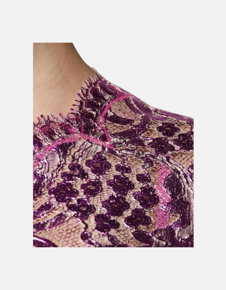 Floral Print Cotton Sheath Mini Dress Women - Fuchsia Dresses