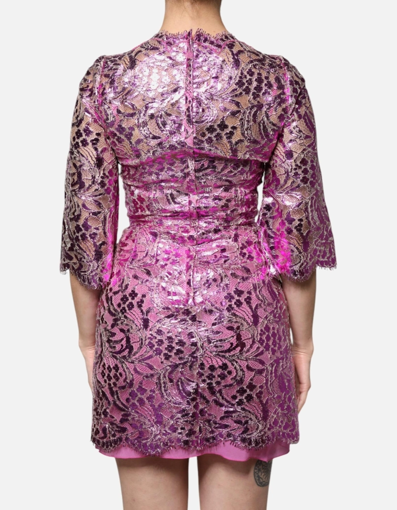 Floral Print Cotton Sheath Mini Dress Women - Fuchsia Dresses