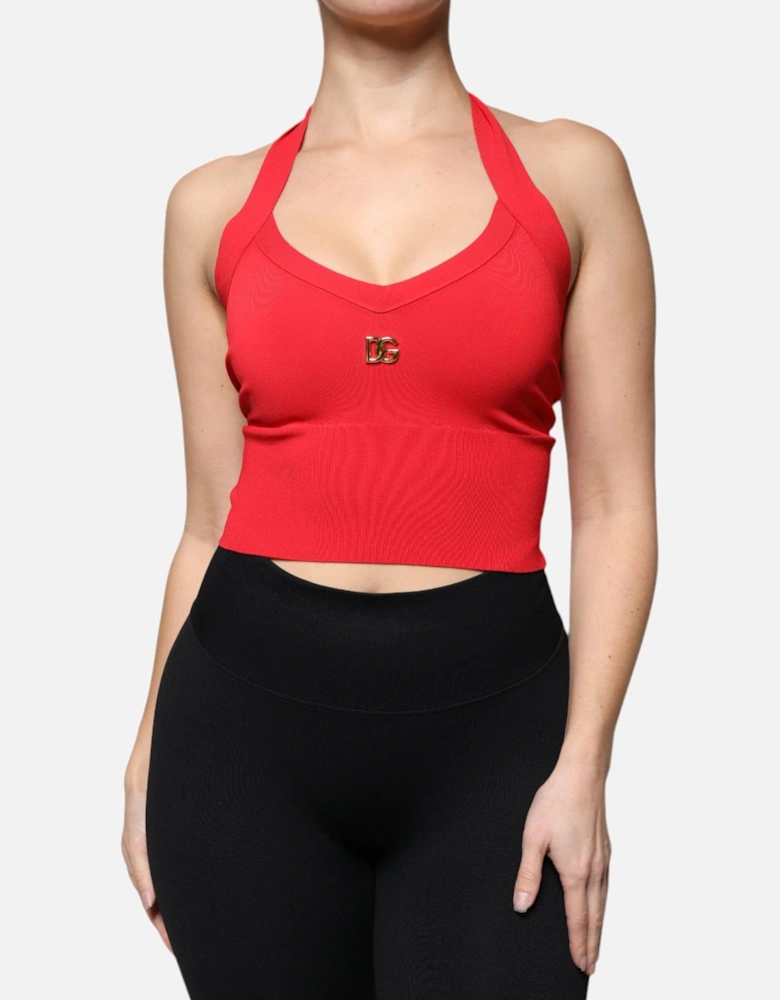 Halter Sleeveless Viscose Blend Tank Top Women - Red T-Shirts