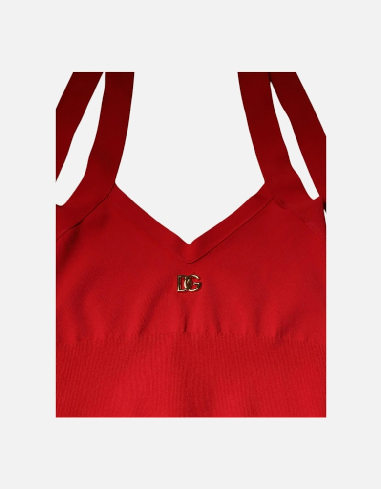 Halter Sleeveless Viscose Blend Tank Top Women - Red T-Shirts