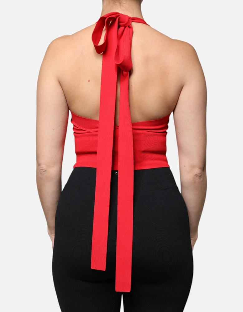 Halter Sleeveless Viscose Blend Tank Top Women - Red T-Shirts