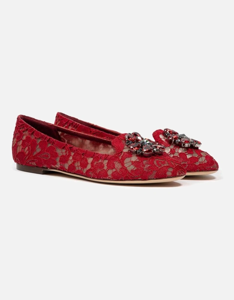 Red Viscose Flat Shoe Women