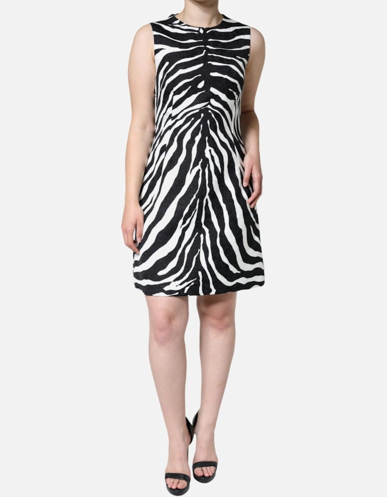A-Line Sheath Dress with Zipper Back Women - Black And White Dresses