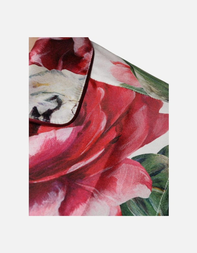 Silk Collared Floral Long Sleeves Blouse Women - White T-Shirts