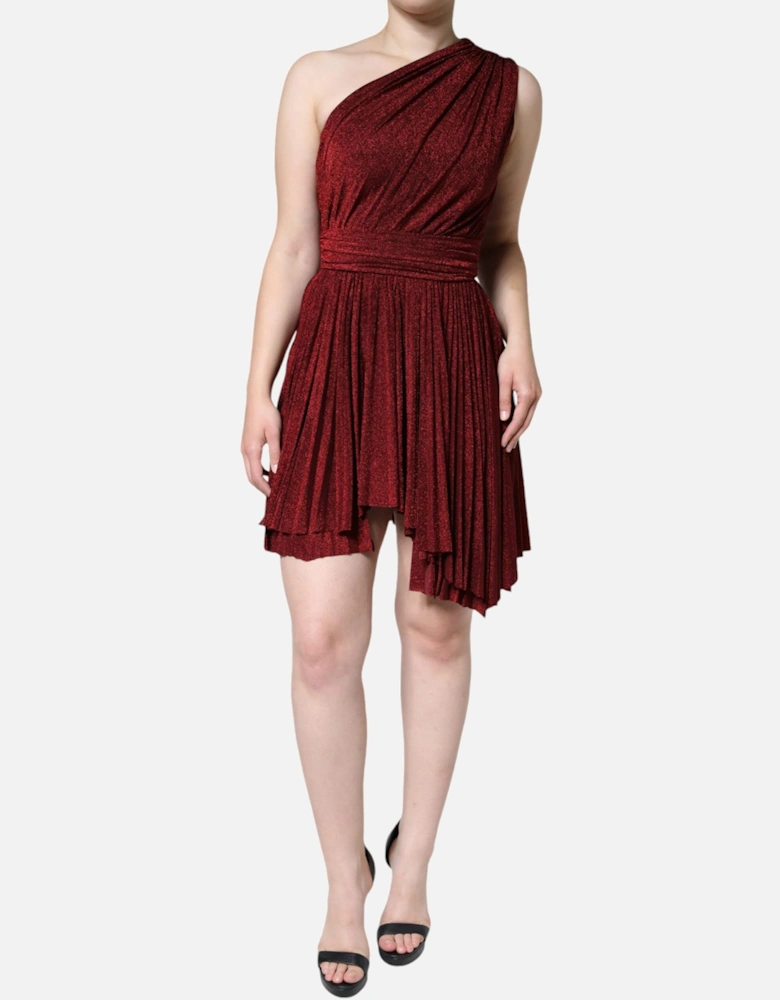 Asymmetrical Sleeveless Mini Dress with Zipper Closure Women - Red